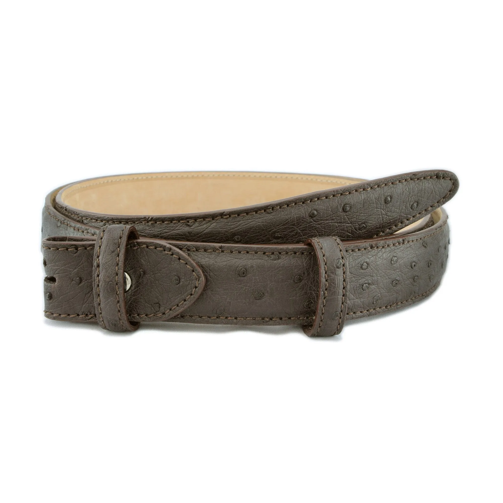 Genuine Ostrich Quill Narrow Belt Strap